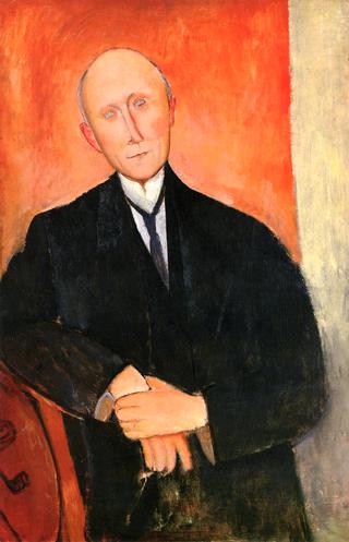 Seated Man with Orange Background