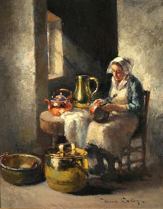 Femme Recurant les Cuivres
