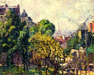 View of Moulin de la Galette and the Eiffel Tower