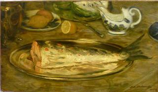 Still Life:  Salmon on a Plate