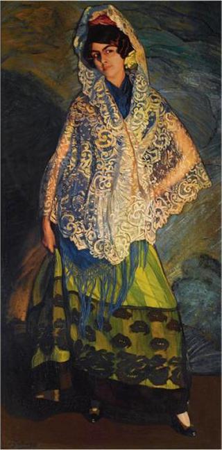 The Brunette with Whit Shawl