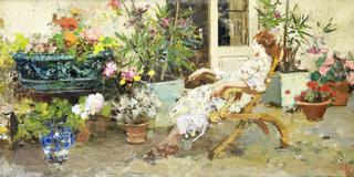 The Artist's Wife Sitting on Their Terrace in Posillipo
