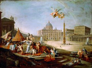 Piazza San Pietro Rome with an Allegory of the Triumph of the Papacy