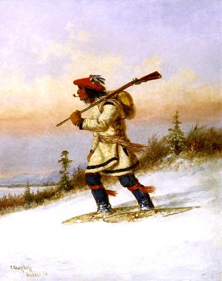 Indian Trapper on Snowshoes