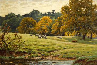 Sheep in a Riverside Meadow