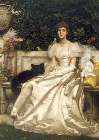 Violet Monckton With Her Budgerigars