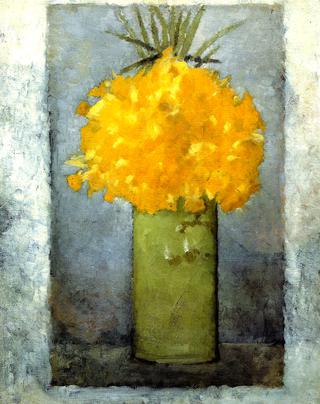 Daffodils in a Green Pot