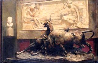 Bronze Cast with Plaster Relief and Sculpture