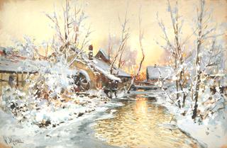 Water Mill in the Snow