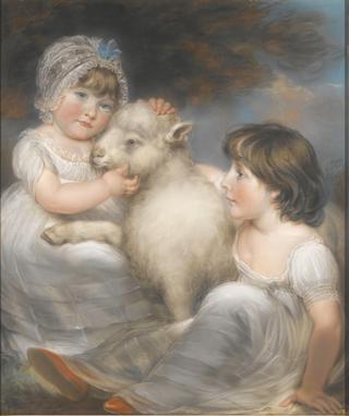 Portrait of Miss E. and Miss L. Earle with a Lamb