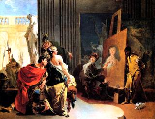 亚历山大大帝和坎帕斯在阿佩利斯的画室里