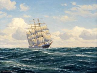 Frigate under full sail