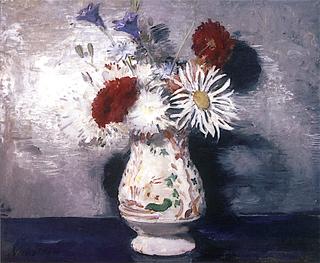 Mixed Flowers in a Glazed Jug