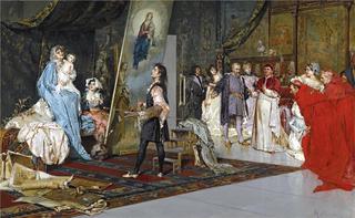 Raphael in his Studio, Painting La Madonna di Foligno