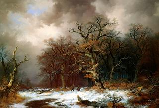 Wood Gatherers in Winter Landscape