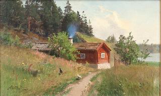 Summer Landscape with a Red Cottage