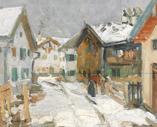 Village Street in Winter