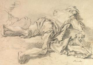 Study of Two Male Figures and a Dog