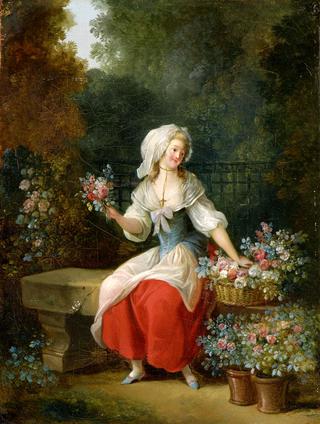 Flower-Woman in Red Apron