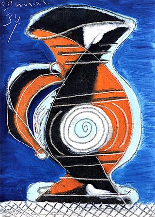 Orange and Blue Pitcher