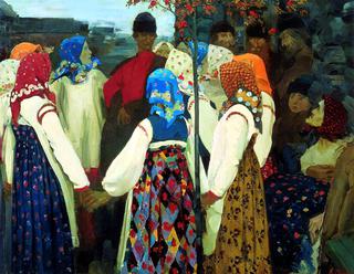 A Young Man Breaking into the Girls' Dance, and the Old Women are in Panic
