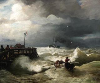 Incoming Steamer on Roaring Sea