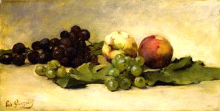 Still LIfe with Two Peaches and Grapes