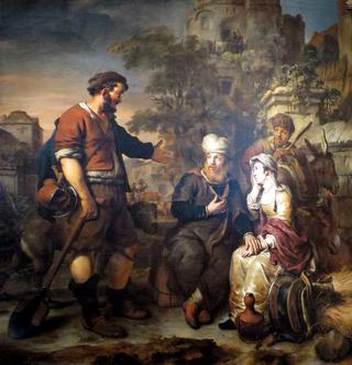 The Levite and His Concubine Invited to Lodge at Gibeah
