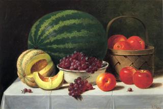 Still Life with Watermelon, Cantaloupe, Grapes and Apples