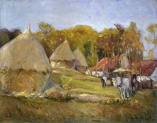 Landscape with Haystacks, France