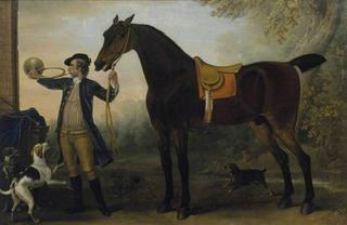 Life-Size Horse with Huntsman Blowing a Horn