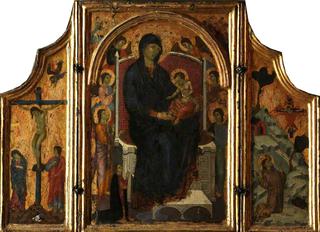 三联画：圣母和圣婴；十字架（左翼）；圣弗朗西斯接受圣名（右翼）