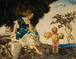 Woman with Cupid