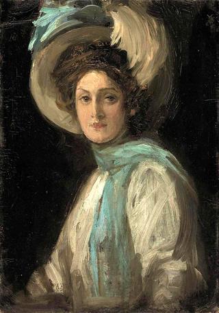 A Lady in Blue and White