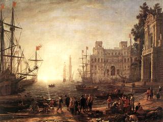 Port Scene with the Villa Medici