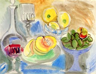 Still Life, Melon, Carafe, Compitier