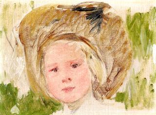 Sketch of Head of a Girl with a Black Rosette