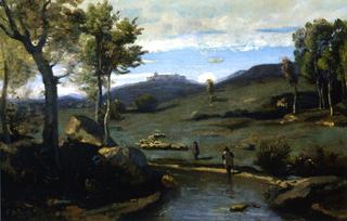 Roman Campagne - Rocky Valley with a Herd of Pigs