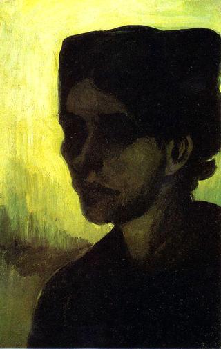 Head of a Young Peasant Woman with a Dark Hood