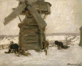 Winter. The Mill on the Keg Island