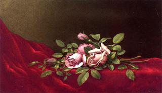 Pink Roses on a Red Cloth