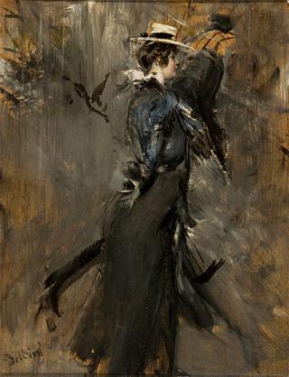Lady Wearing a Straw Bonnet