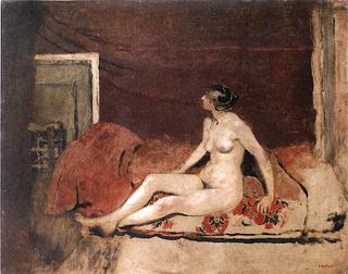 Nude on a Blanket with Red Flowers