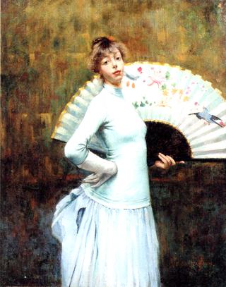 Elegant Lady Holding a Fan
