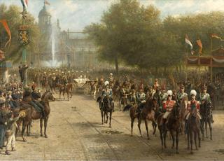Frederiksplein in Amsterdam during the entry of Queen Wilhelmina