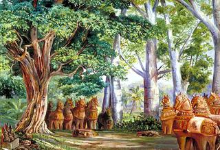 非洲猴面包树，一个大罗望子，艾亚纳神和他的两个妻子