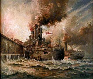 HMS 'Vindictive' at Zeebrugge, 23 April 1918