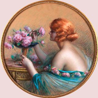 Young Woman Arranging Roses