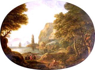 A Bay with a Temple and a Tower