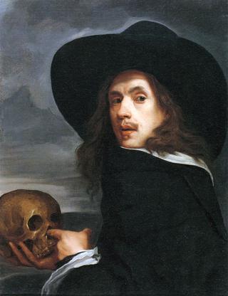 Portrait of a Man Holding a Skull